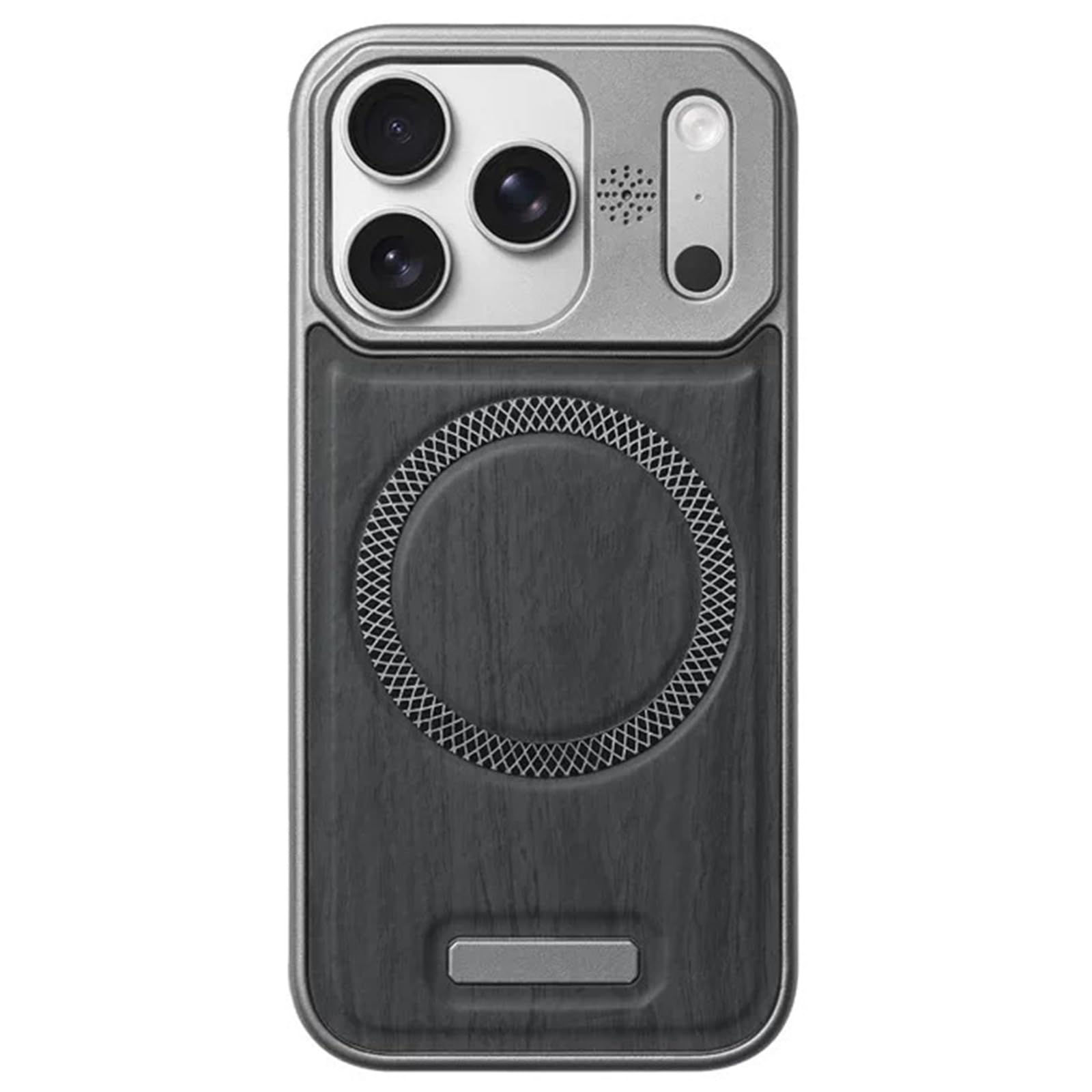 Magnetische Hülle für iPhone 17 Pro Max/17 Pro/17 Air/17, Dünne Holz Muster Rahmenlose Handyhülle Gefrostet rutschfeste Schutzhülle,Schwarz,17 Pro