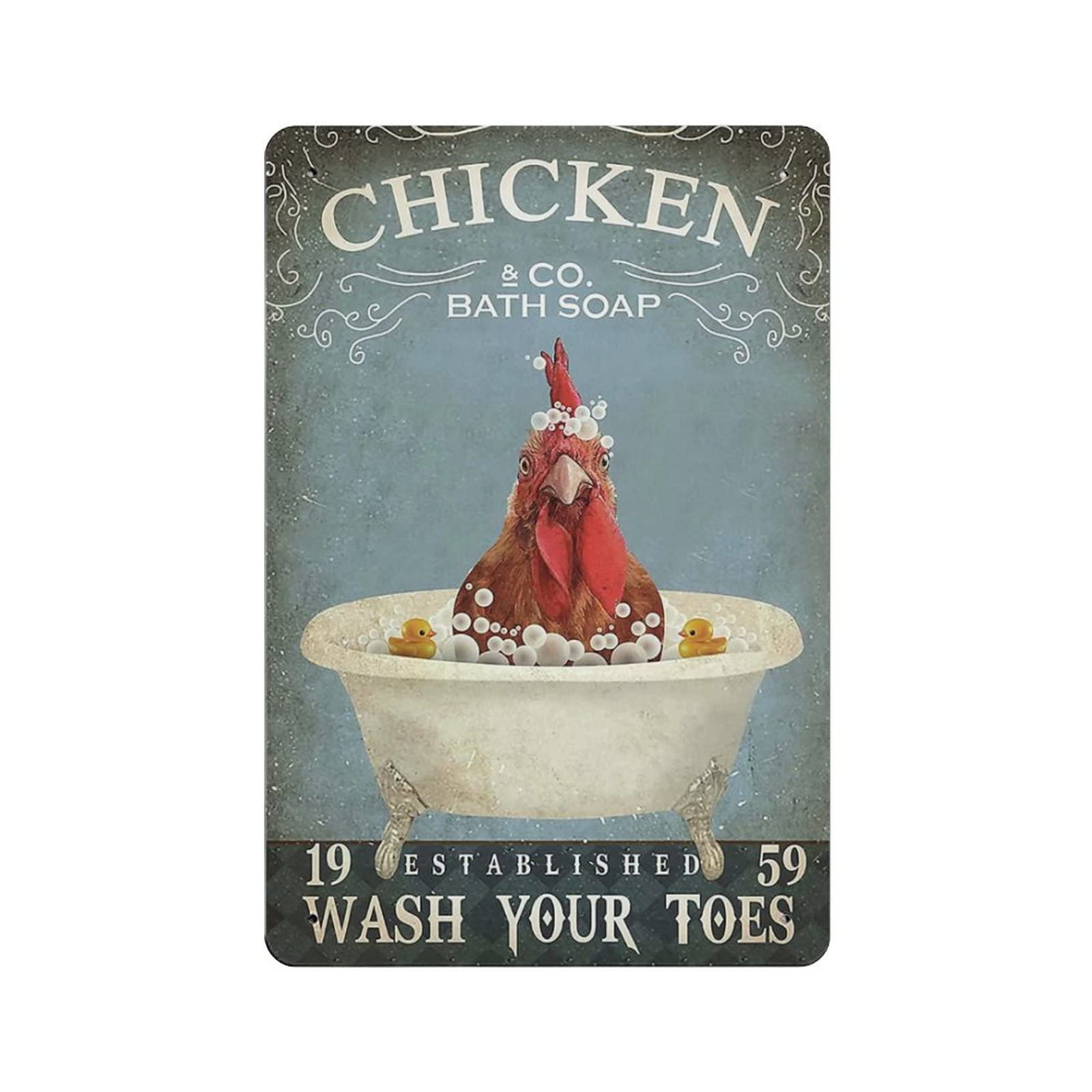 AOOEDM Chicken Wash Your Toes Metal Signs for Garage Man Cave Bar Kitchen Coffee Tin Sign Nostalgic Wall Decor Signs Vintage Retro Poster
