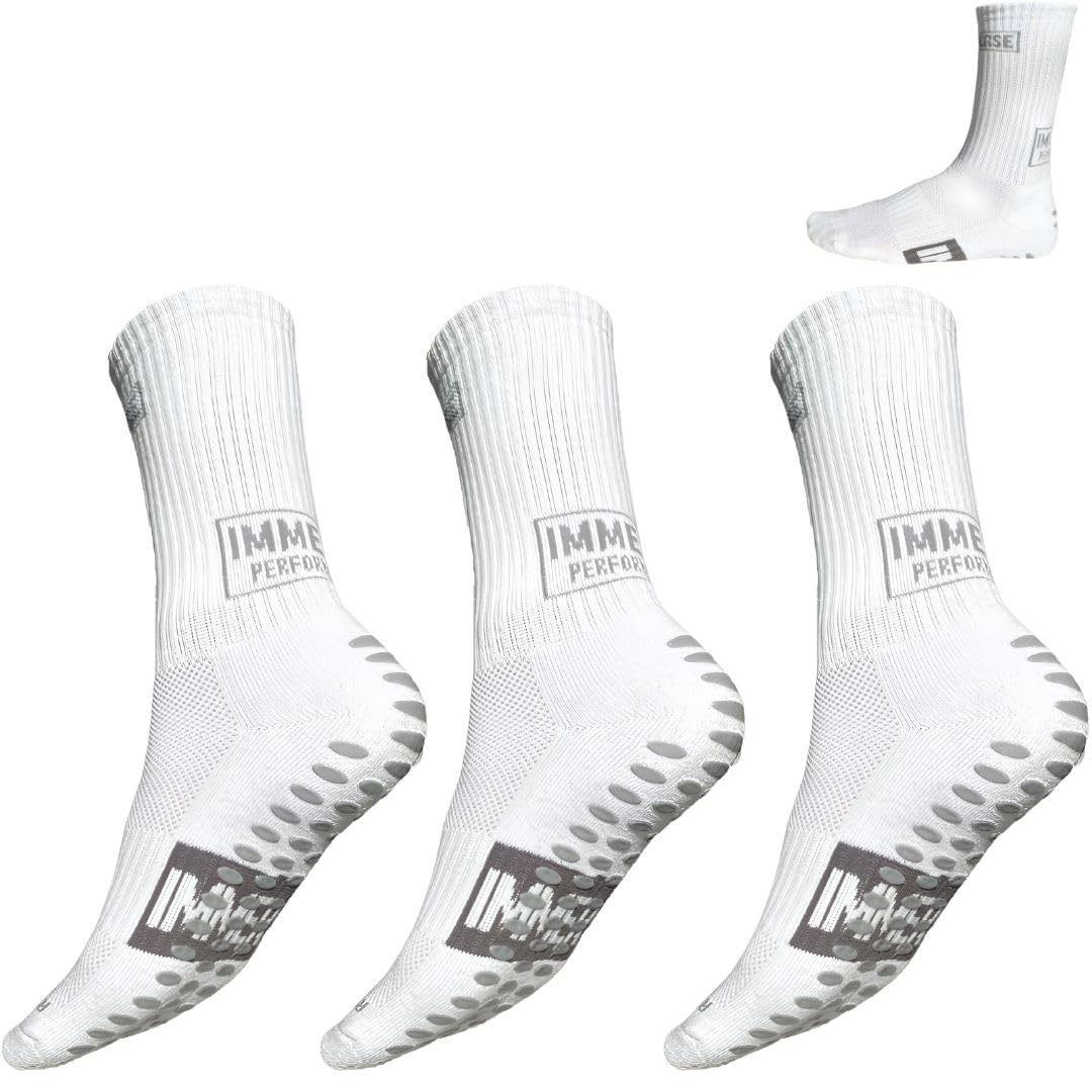 IMMERSE Performance Grip Sock - Calzini antiscivolo per uomini e donne, per calcio, tennis, calcio, corsa, comfort e compressione
