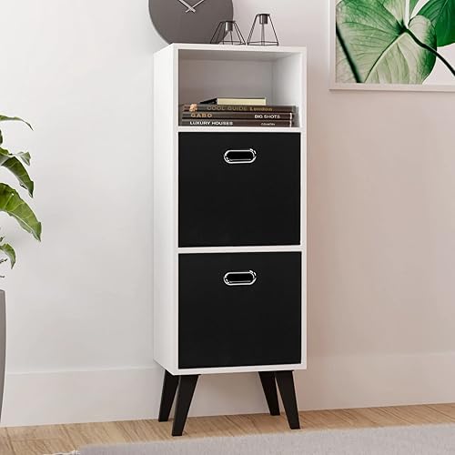 Miniatura 4 de Cubos de almacenamiento plegables negros, caja de almacenamiento de tela, cestas organizadoras con asas dobles para organizador del hogar (negro)