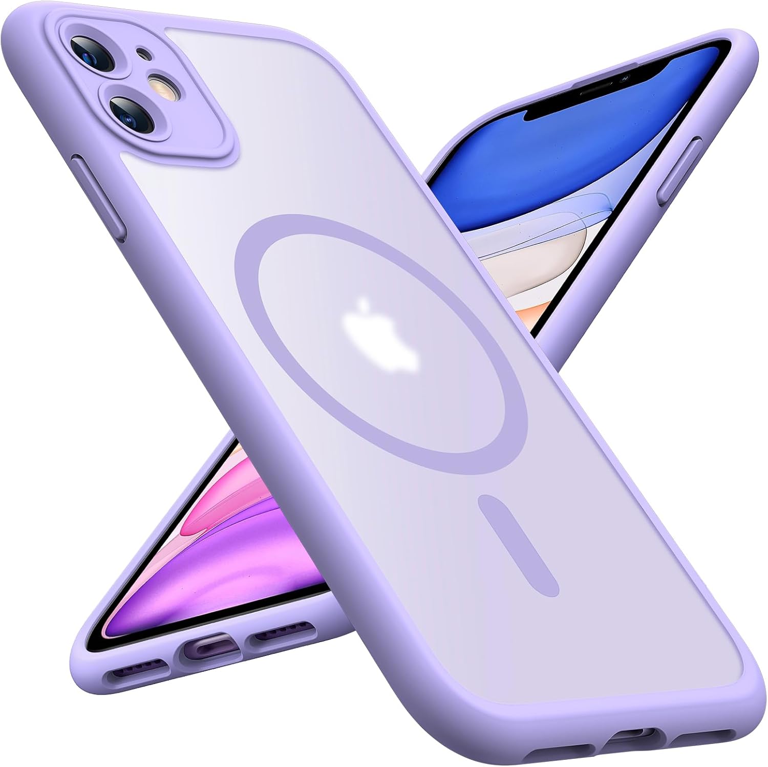 TOCOL Magnetic for iPhone 11 Case 6.1-Inch, Fit for MagSafe, Upgraded [Full Camera Protection], [14FT Military Grade Drop Tested] Shockproof Slim Translucent Matte Back Cover (Light Purple)