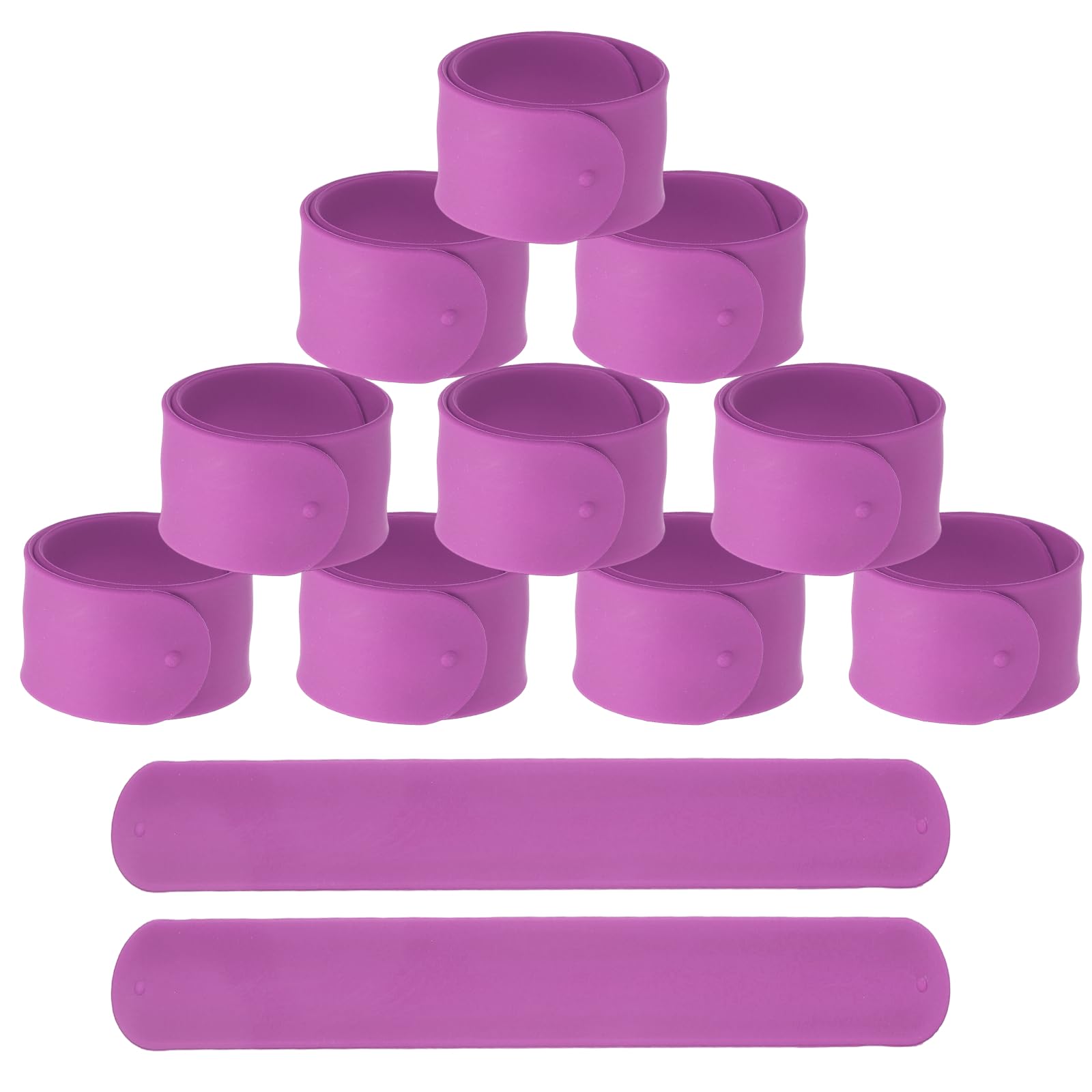YELARXI Slap Bracelets, Silicone Charm Bracelets Snap Band - 12Pcs Fitting for (Birthday Holiday Exchanging Gifts Party Favors Crafts Project DIY Prizes) 8.5" & Light Purple