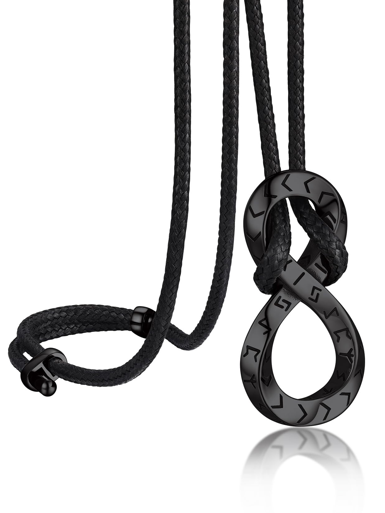 BandmaxViking Necklaces for Men Stainless Steel Silver Tone/Black Nordic Talisman Pendant with Adjustable Wax Rope Chain Mens Necklace JewelryRecycled Claim Standard Blended