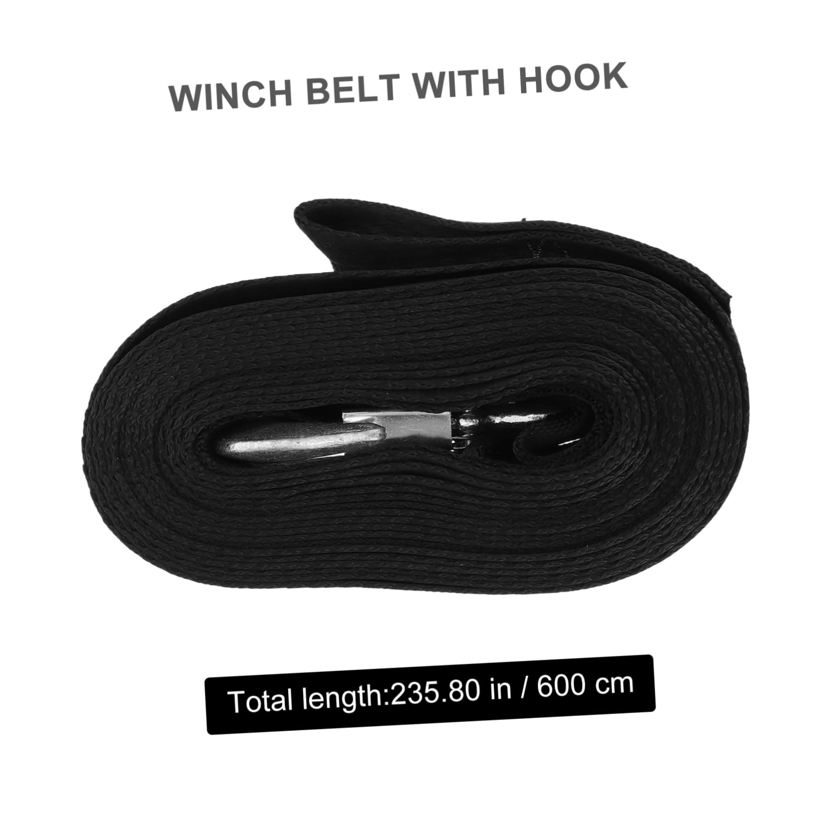 Alipis Manual Winch Strap Hook Boat Trailer Winch Belt Black Polyester High Tensile Steel Easy to Install