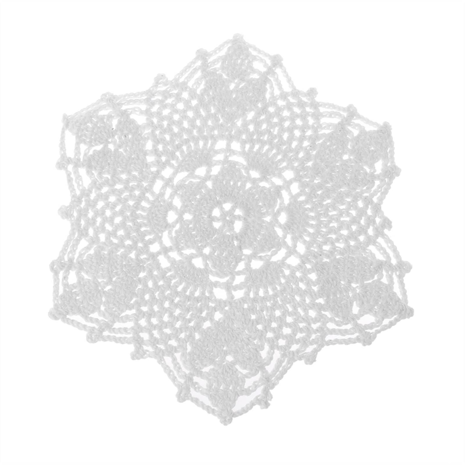 Dessous de verre en dentelle fait main fleur de coton blanc