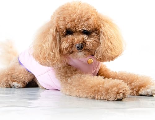 Miniatura 7 de ReverPaw Polyester Two Color Tone Reversible Leash Hole Breathable and Warm Dog Jacket (Pink Lilac, S, Small)