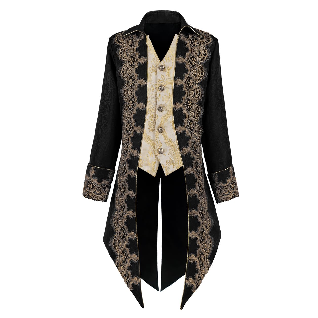 bvfjqup Mens Steampunk Medieval Tuxedo Jacket Embroidery Tailcoat Vintage Gothic Tuxedo-picture-32