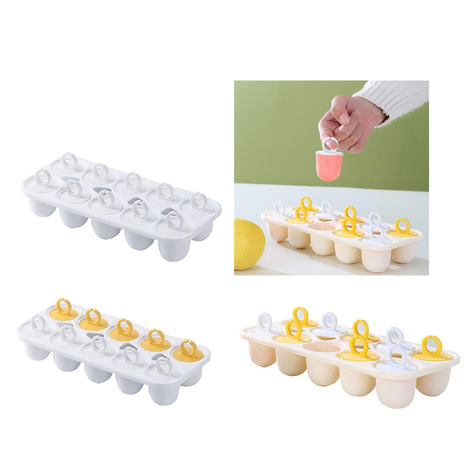 10 Cavity Ice Cream Molds With Stick Handle Reusable Ice Lollys Ice Popsicles Molds Non Stick Ice Tray
