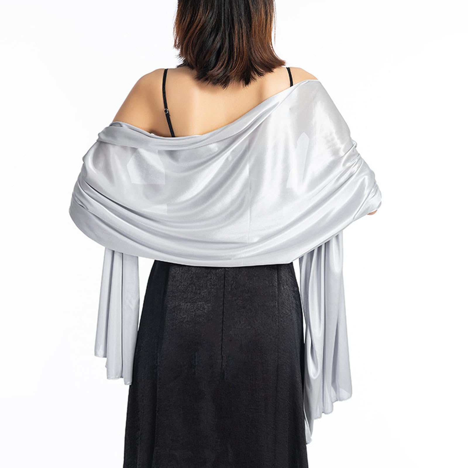 LumiSyne Donna Scialle Stola In Raso Setoso Per Abito Da Sera Tinta Unita Sciarpe Lunga Leggero Elegante Wrap Stola Per Sposa Matrimonio Cerimonia Festa, 200×70cm