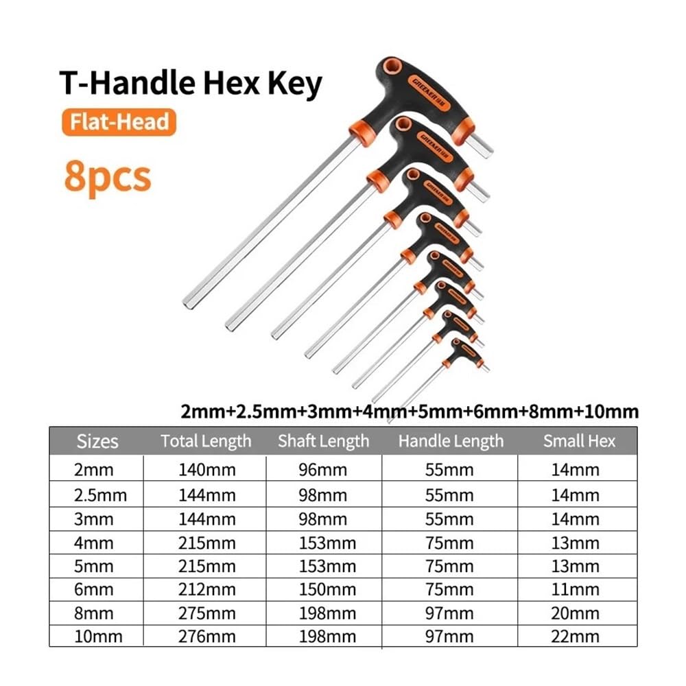 Set di chiavi a brugola esagonali con impugnatura a T da 2-10 mm con testa a sfera + Torx T10-50 con manico in gomma per riparazione di biciclette, auto e casa (Torx a sfera, 16 pezzi)