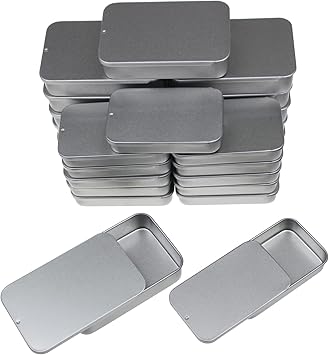 Amazon.com: 24-Pack Slide Top Rectangular Metal Tin Containers for ...