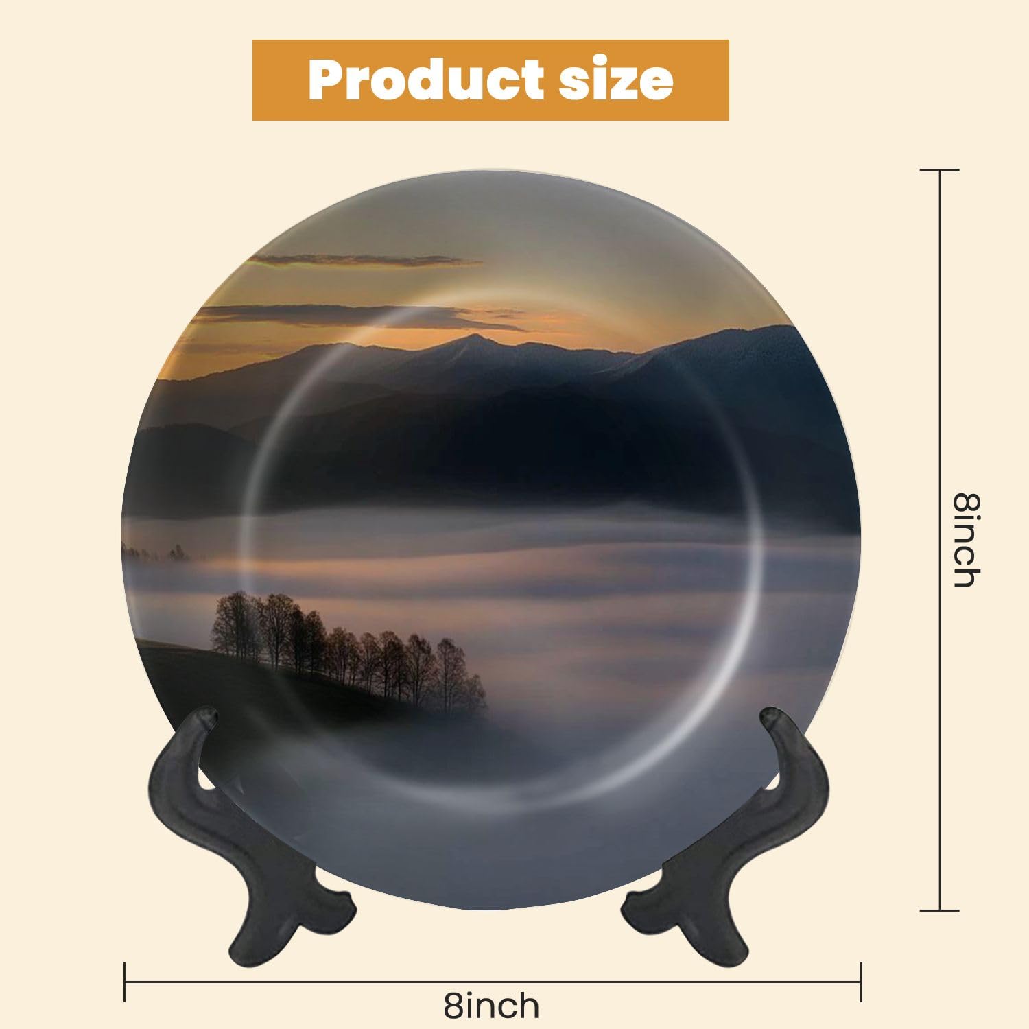 Decorative Plates for Display Beautiful Landscape Morning Fog DOI Samer dao Nan Province Thailand Gift Plates Ceramic Collections Plates Hanging Artwork for Living Dining Room Kitchen Souvenir