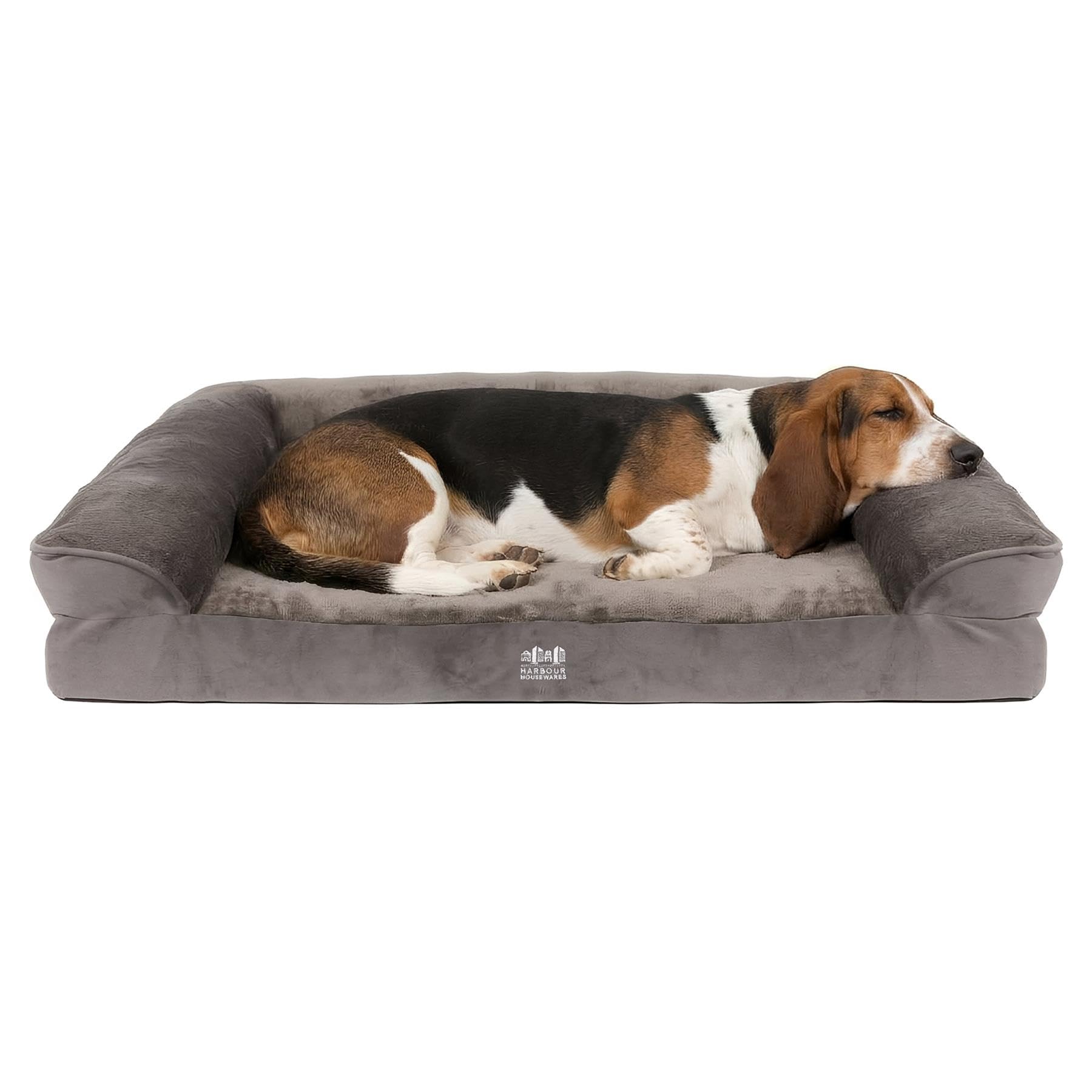 Harbour Housewares Deluxe Waterproof Dog Bed - Medium - Orthopaedic Egg Crate Foam Mattress, Plush Cover, Non-Slip Base, Washable, Joint Support, Cozy Pet Bed for Dogs