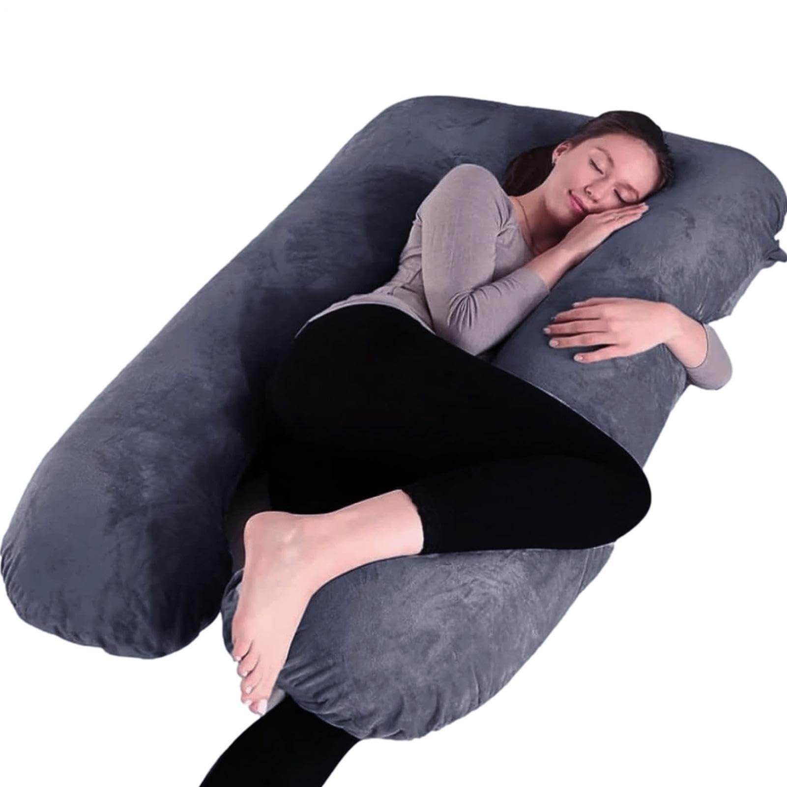 Almohada de cuerpo entero: almohada de maternidad en forma de U | soporte suave para cuello, brazos, abdomen, piernas | Aplicación flexible de cuerpo entero para adultos, cómoda noche de rela