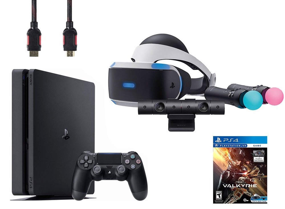 Amazon Com Playstation Vr Start Bundle 5 Items Vr Headset Move Controller Playstation Camera Motion Sensor Sony Ps4 Slim 1tb Console Jet Black Vr Game Disc Psvr Ev Valkyrie Video Games