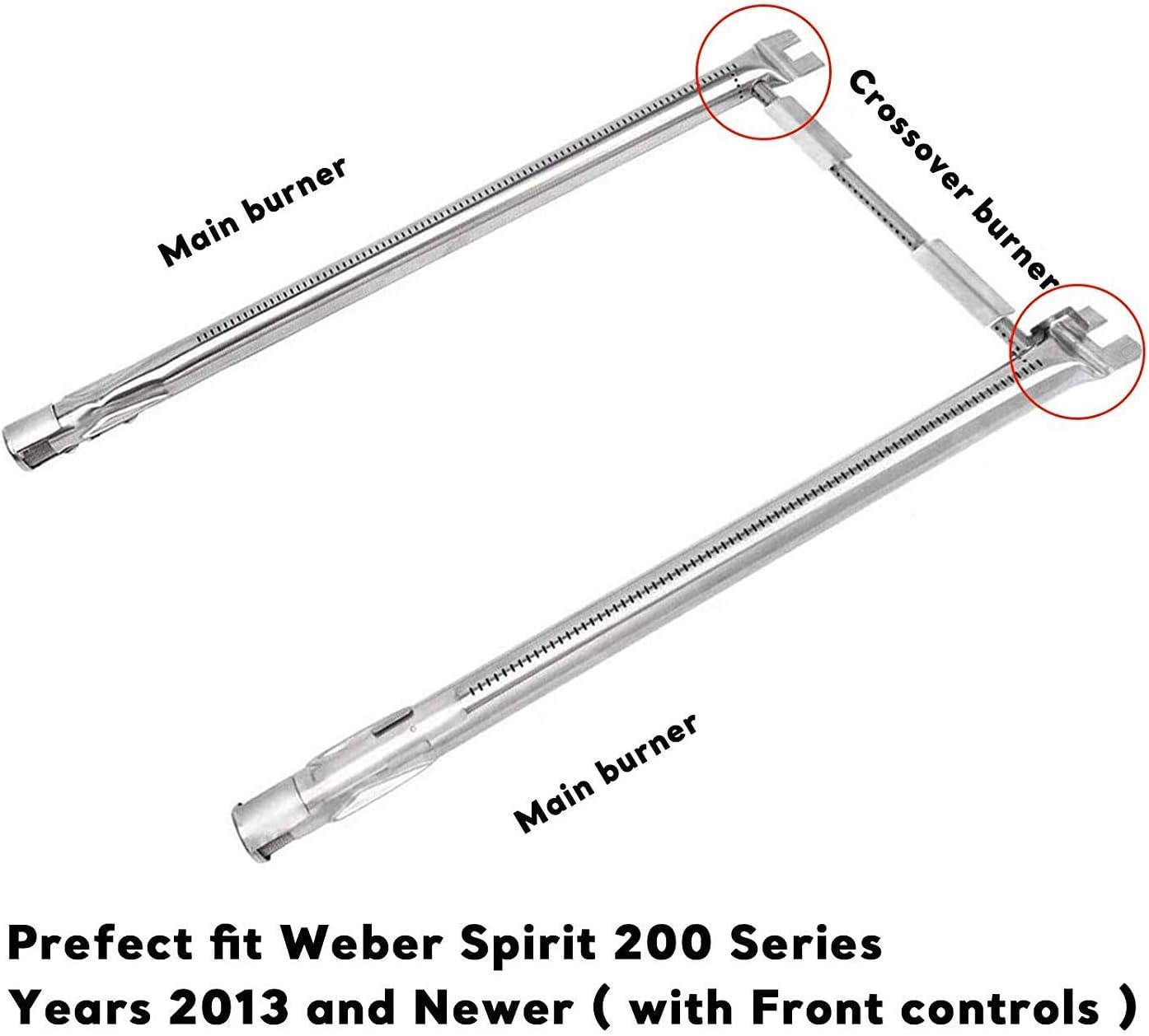 GFTIME 45,7CM Tube de rechange pour brûleur de gril pour Weber Spirit 200 Series,Spirit E210 S210 E220 S220 Gas Grill, 18" Pièces de brûleur en acier inoxydable pour Weber 69785 (avec commandes avant)
