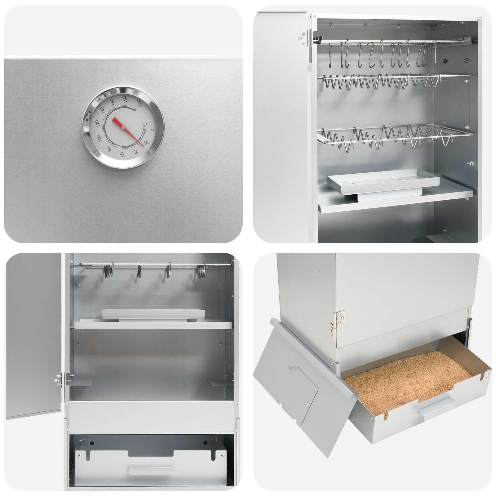 Forno affumicatore 3 pezzi 44,5 x 29 x 83 cm in acciaio zincato