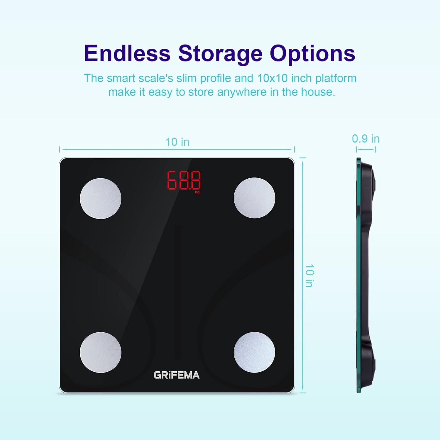 GRIFEMA Bilancia con app, digitale Bluetooth, personale con analisi massa muscolare e del grasso corporeo, per BMI, proteine, nera[Esclusiva Amazon] SCALA PESO - Immagine 2