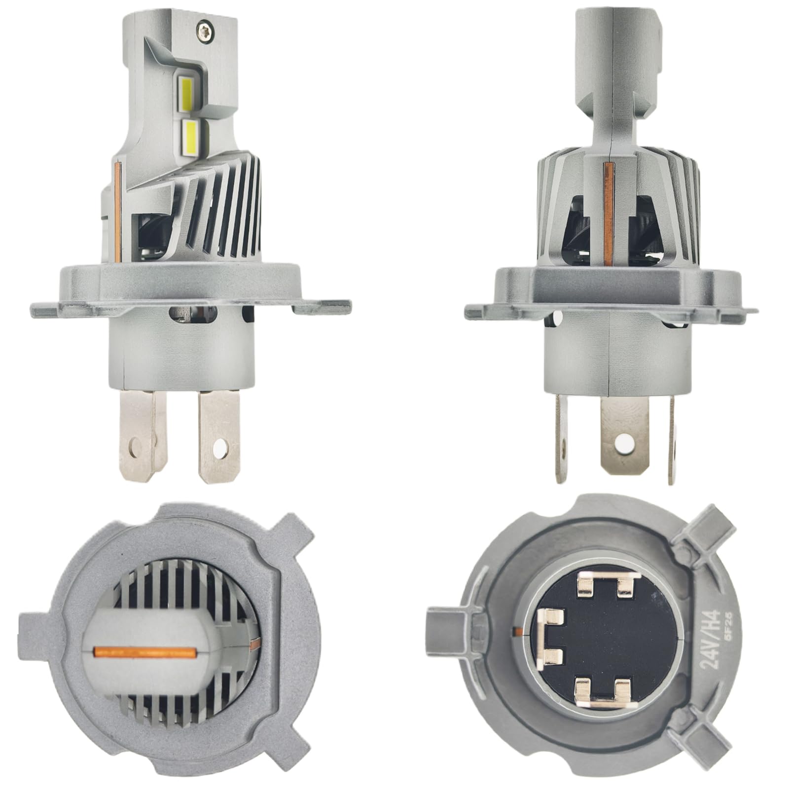 SageSunny exclusive h4 p43t LED lampadina camion 24V 70W 14000lm 6500K bianco,h4 ventilata,per fari anabbaglianti e abbaglianti,scala 1:1 rispetto alle lampadine alogene camion,plug&play,set da 2.
