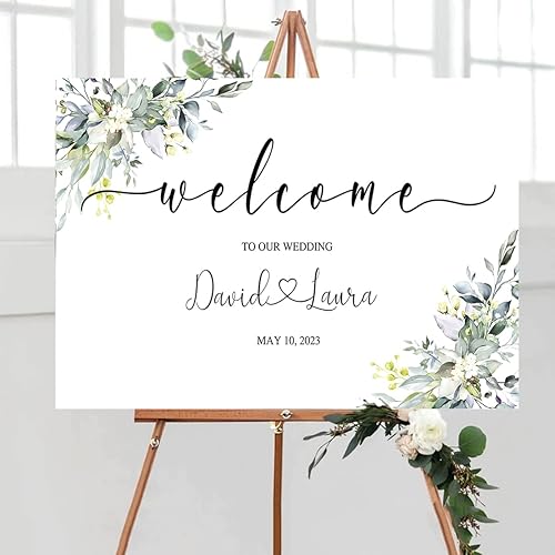 Miniatura 9 de Letrero de bienvenida de boda de cristal decorativo, letrero de bienvenida a nuestra boda, tablero de boda rosa cremoso y dorado, letrero de boda al