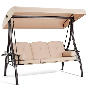 Amazon.com: HOMREST 3 Person Outdoor Porch Swing with 1.5