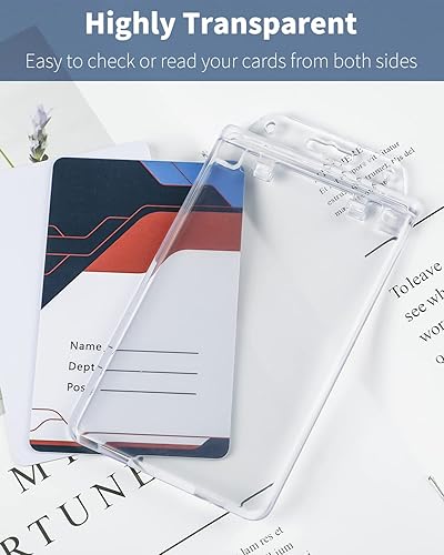 Miniatura 3 de Pawfly Paquete de 5 portatarjetas de identificación con bloqueo permanente para tarjetas de uso menos frecuente, estuche vertical de plástico duro,