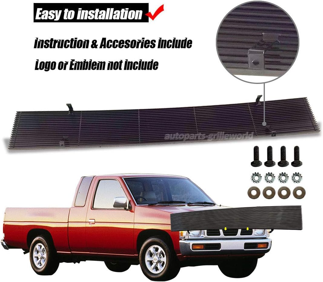 AM&PM Aluminum Billet Grille Insert Compatible with 1986-1997 Nissan Pickup Phantom Grill Chrome