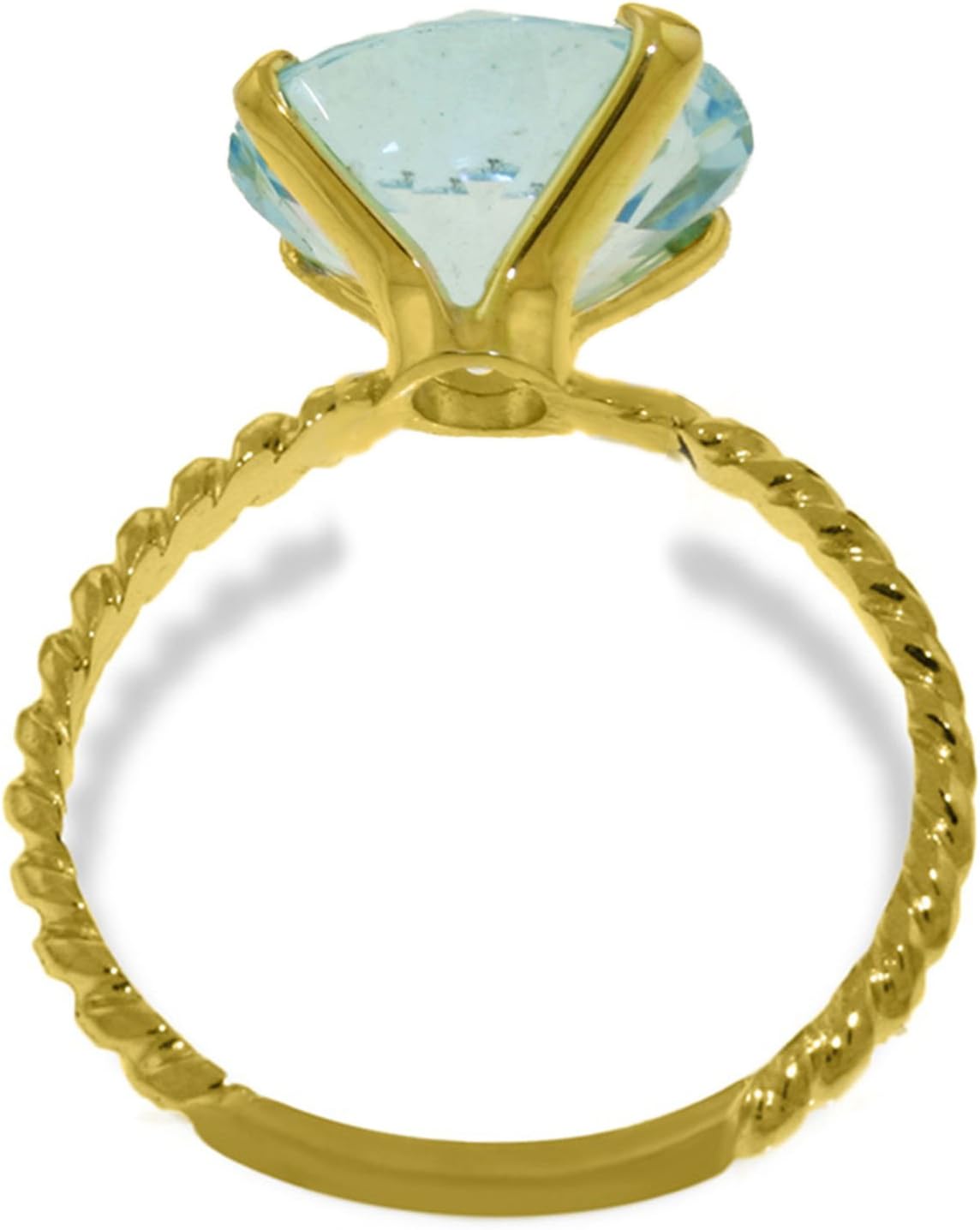 Galaxy Gold GG 14k Solid Yellow Gold Ring with with Natural 12.0 mm Round Blue Topaz - Image 2