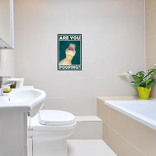 Miniatura 3 de ZKflager Letrero de metal con texto en inglés "Are You Pooping", diseño de pato divertido, retro, vintage, para baño, baño, baño, baño, pared, 8 x