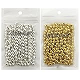 LolliBeads (R) Gold and Silver Plated Smooth Round Metal Beads Mixed Color 6 mm 300/300 Total 600 Pcs