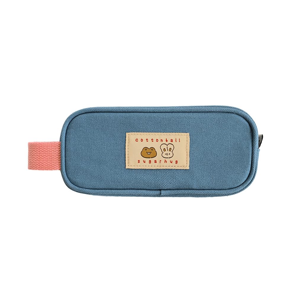 Monolike Unmatched Friends Butter Pencil Case, Blue - Structured Square Desk Organizer, Large Capacity Aesthetic Stationery Pouch &amp; Makeup Brush Bag
