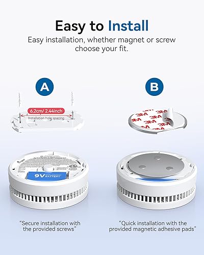 Miniatura 5 de SITERWELL Detector de humo, alarma contra incendios de 10 años con kit de fijación magnética, alarma de humo con sensor fotoeléctrico y función de