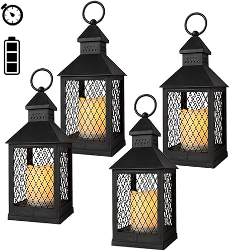 GenSwin Farol decorativo sin llama con temporizador de 6 horas velas parpadeantes con pilas resistente al calor lámpara LED para colgar en el