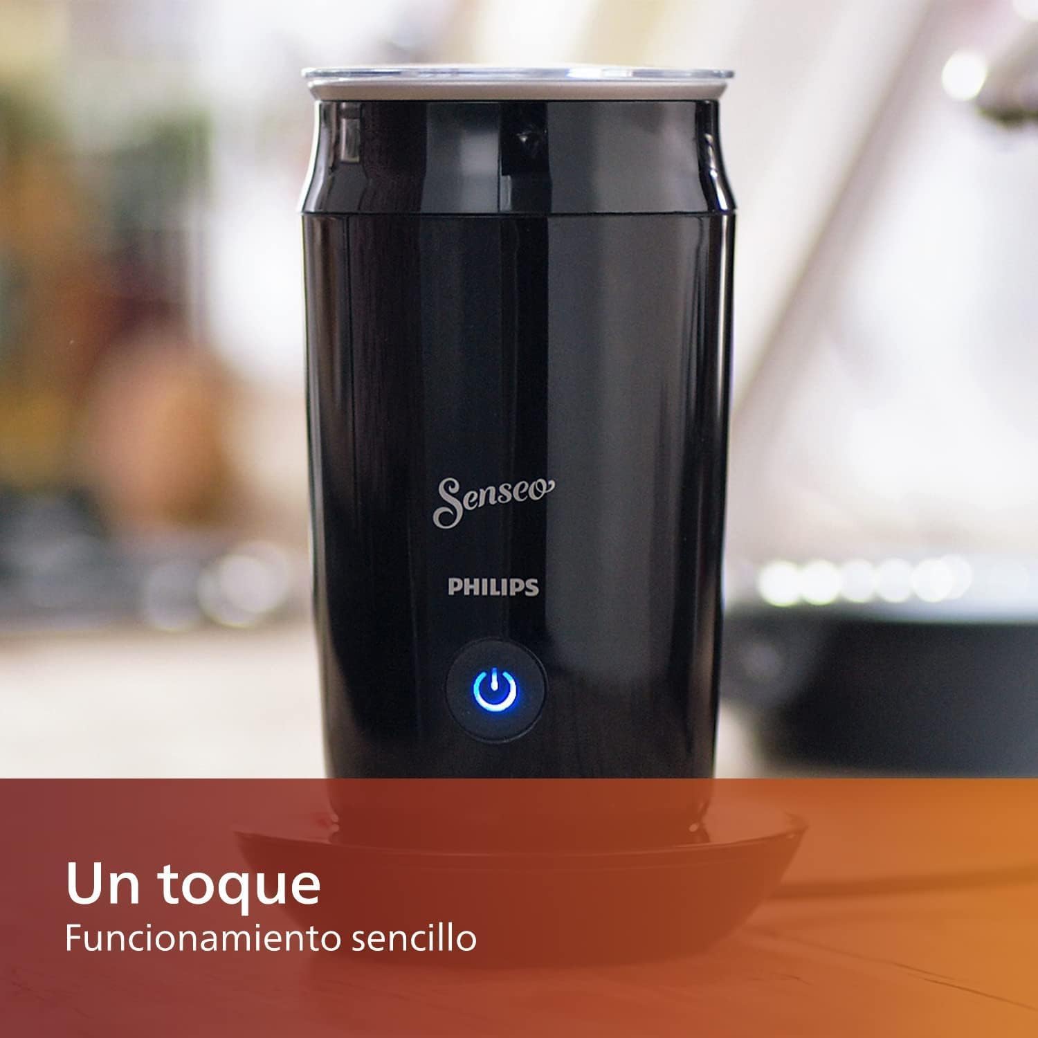 Philips Senseo Espumador de Leche Eléctrico, 2 Capuchinos, Negro | Espuma caliente o fría – 2 capuchinos, batidor magnético, base giratoria 360°, antiadherente (CA6500/60)