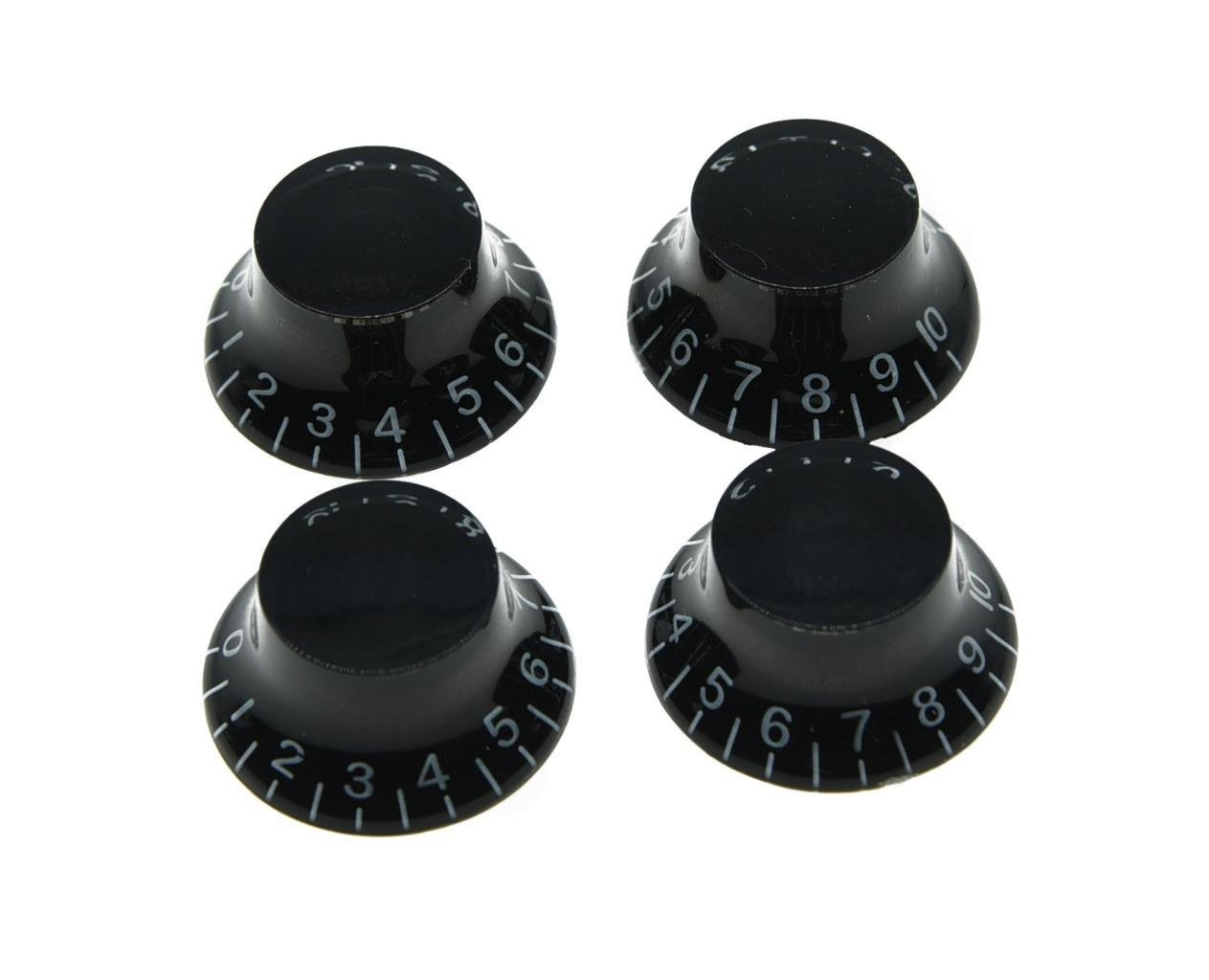 KAISH KAISH 4pcs Black w/White Number LP Guitar Bell Knobs Top Hat Knobs for Les Paul
