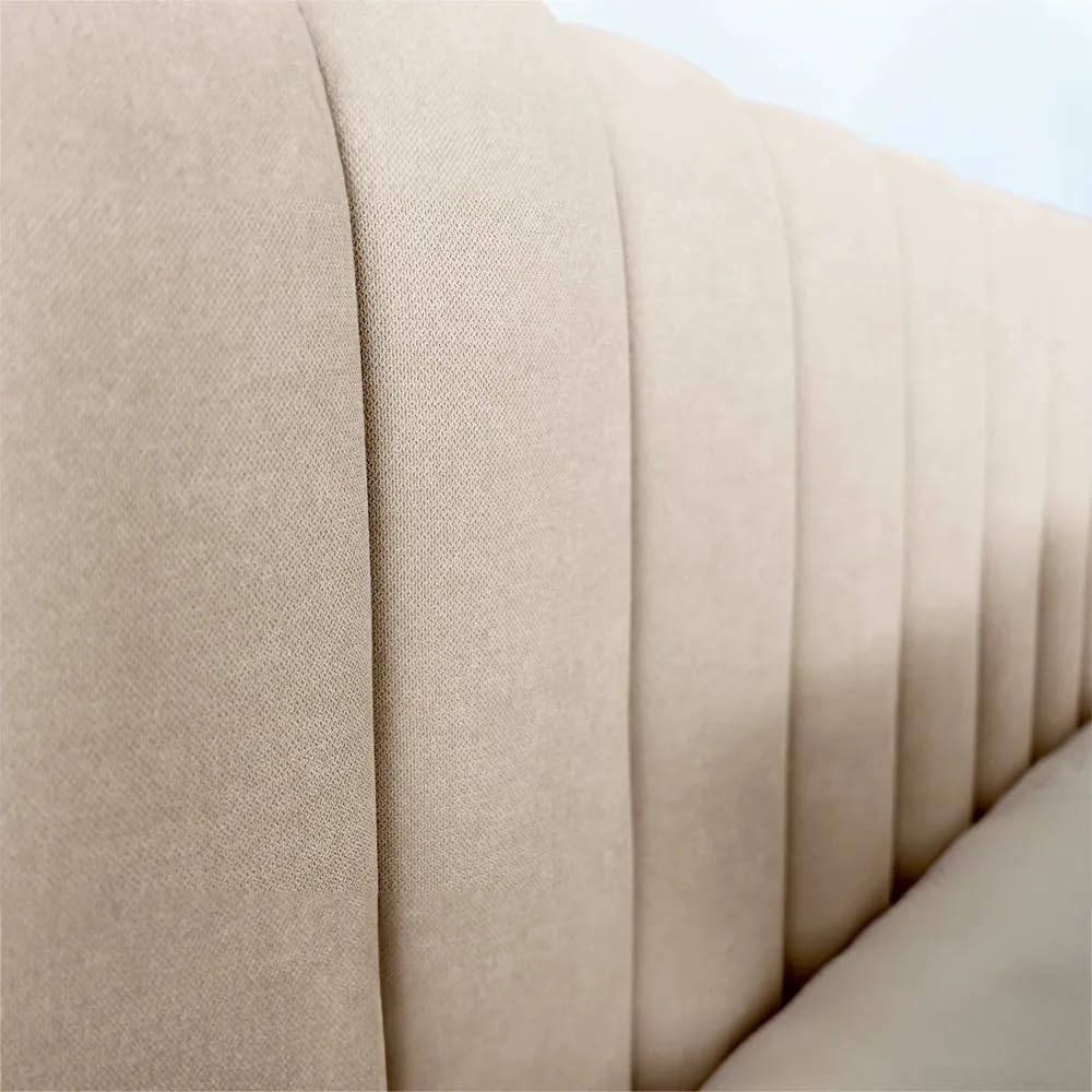 Ventadecolchones - Cabecero Tapizado Acolchado de Dormitorio Franjas Verticales Largo en Tela Antimanchas Crudo y Medida 200 x 125 cm para Camas de 180 ó 200