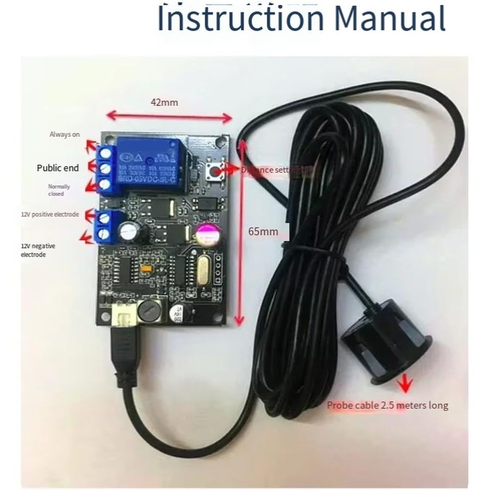 Módulo de Medición Ultrasónica de 12 V, Sensor de Proximidad de 250 Cm, Sensor de Evitación de Obstáculos, Salida de Relé