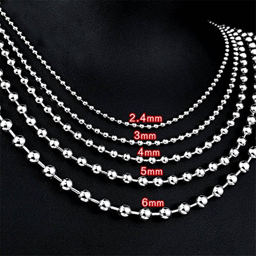 Sinleo Titanium Stainless Steel Small Beads Ball Chain Necklace For Men Women Dog Tag Link Chain Silver 2Mm 24 Inches #TOP5