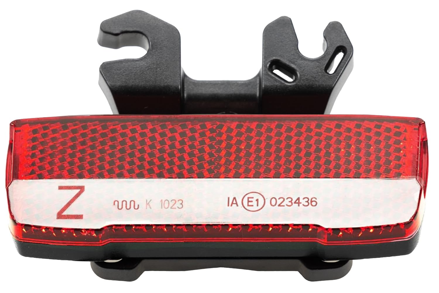 Generisch Fahrrad-Rückstrahler BR-12 roter Reflektor mit 50mm Halterung, universell für Sattelrails | Snap-in railsbracket System