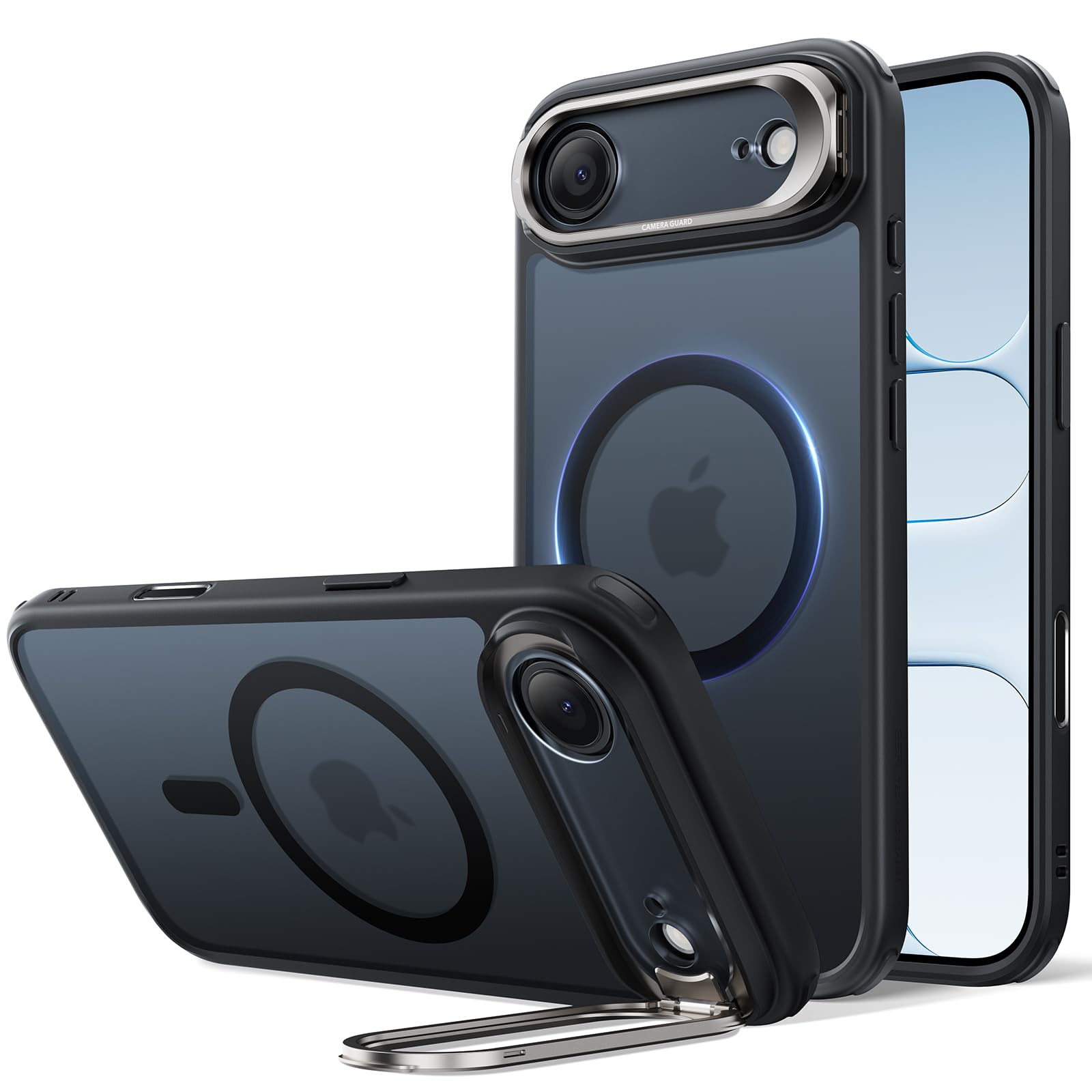 ESR für iPhone Air Hülle, Kamerasteuerung, kompatibel mit MagSafe, Militärnorm Schutzhülle, integrierter Versteck Ständer Handy Case, Kratzfeste Rückseite, Classic Serie, Mattschwarz