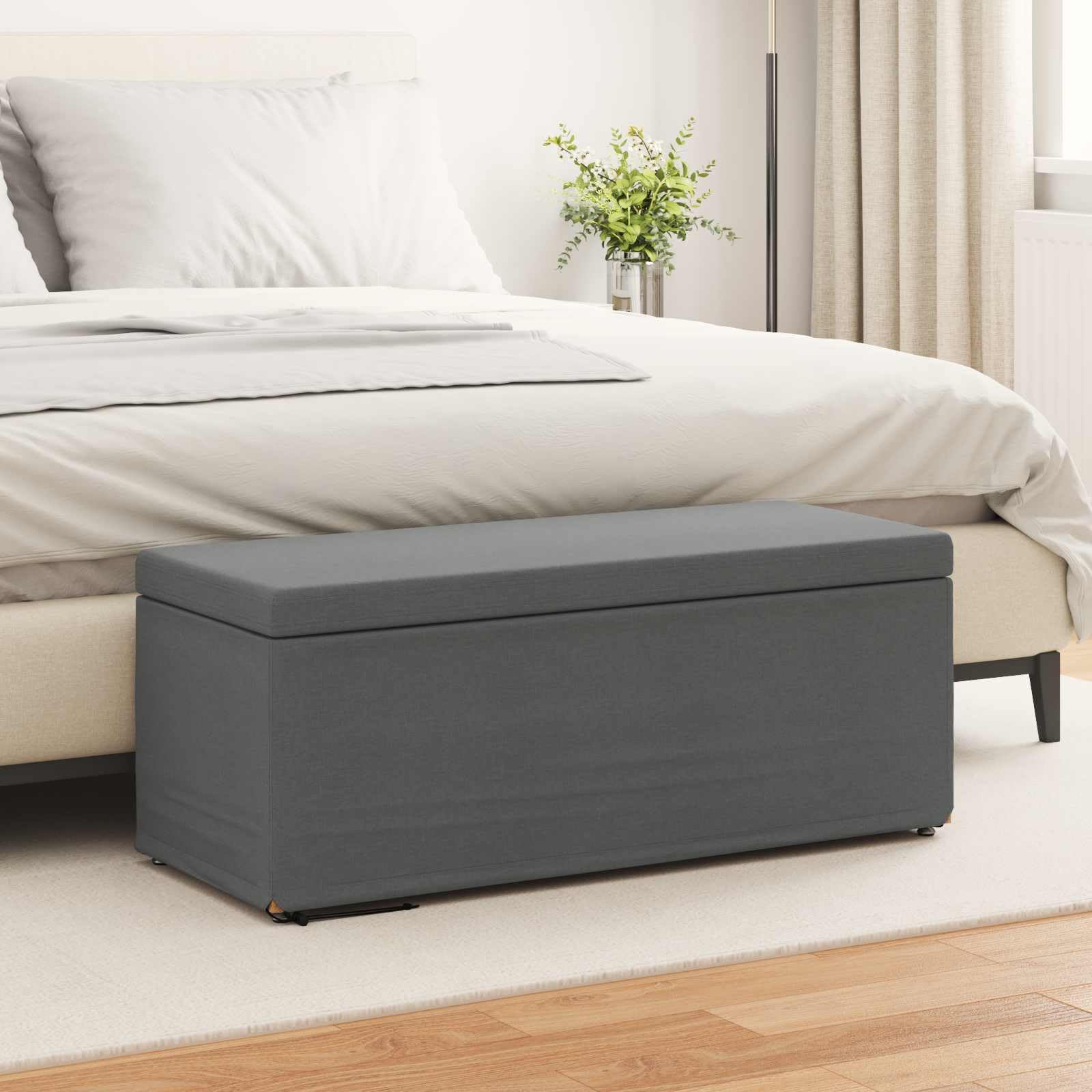vidaXL Halka Ciemnoszary Tkanina i drewno inżynieryjne, Nowoczesny, trwały, kompaktowy stołek do kuchni, stylowy design, wygodne siedzenie, minimalistyczne meble