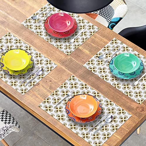 Sets de table motif paon abstrait pour repas de famille sans tache - 8