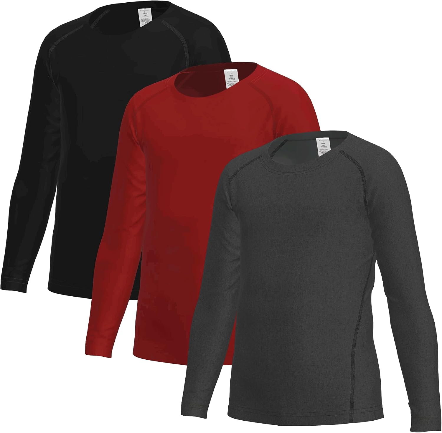 LANBAOSI Youth Long Sleeve Compression Shirt Kids Athletic Moisture Wicking Base Layer for Baseball Soccer