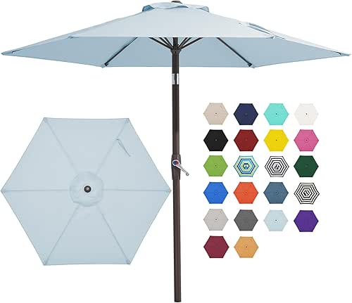 JEAREY 7.5FT Patio Umbrella Outdoor Market Umbrella with 6 Sturdy