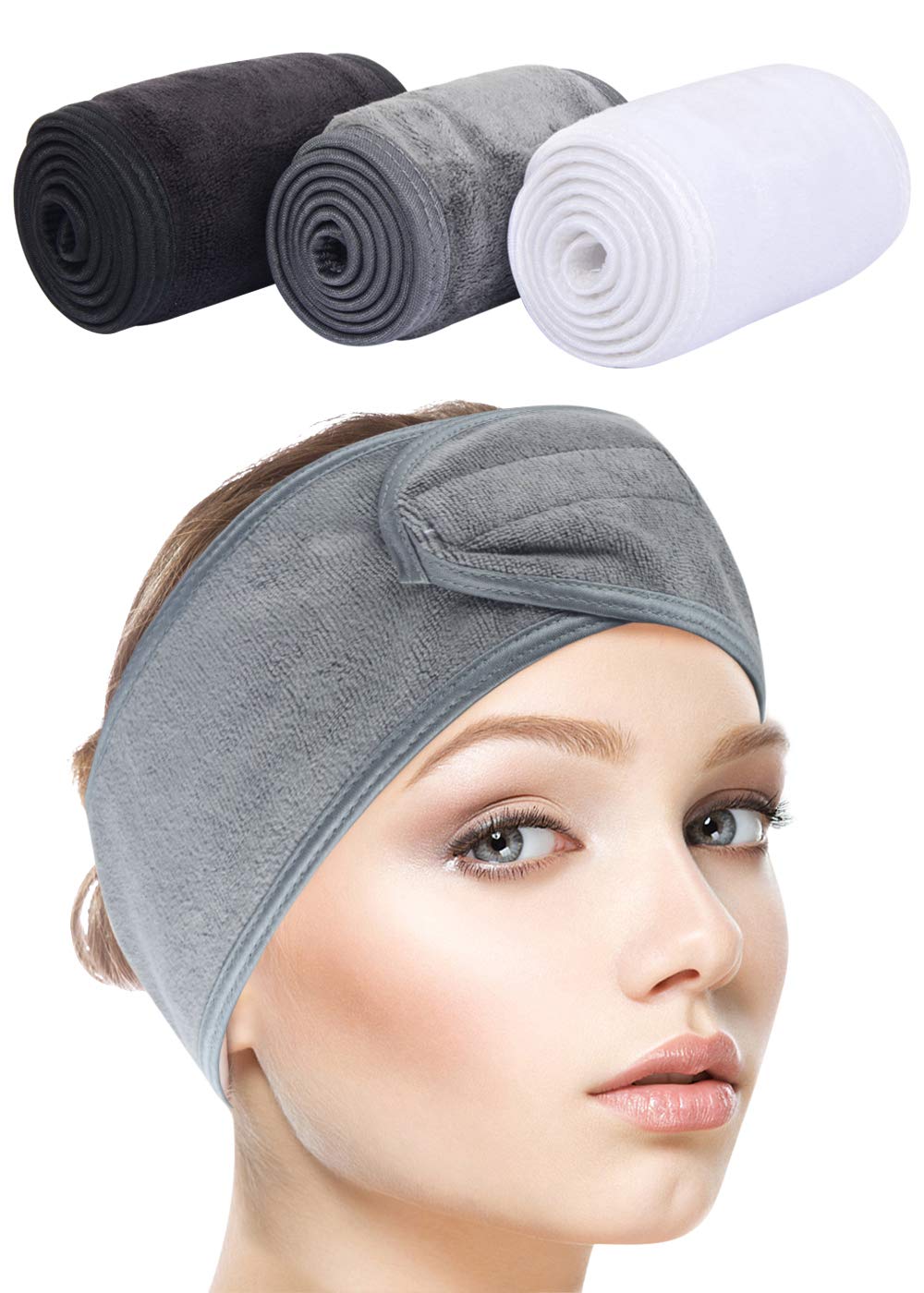 Sinland Microfiber Headband Women Hair Band Fashion Soft (black+white+grey)