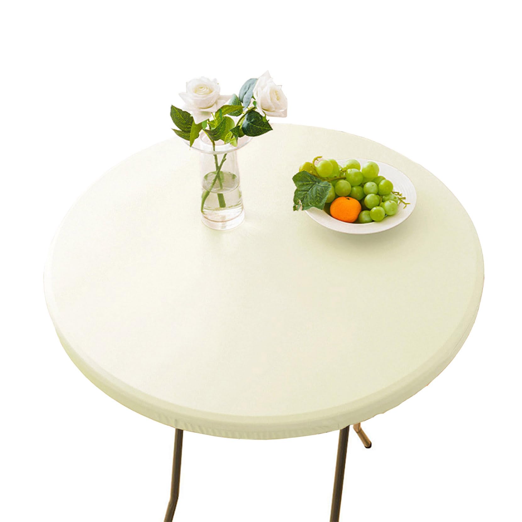 CIEEIN CIEHT PU Tablecloths Table cloth Tablecover Home Hotel Restaurant Bar Party Waterproof Oilproof Table Covers Beige Round 120cm โ image 1