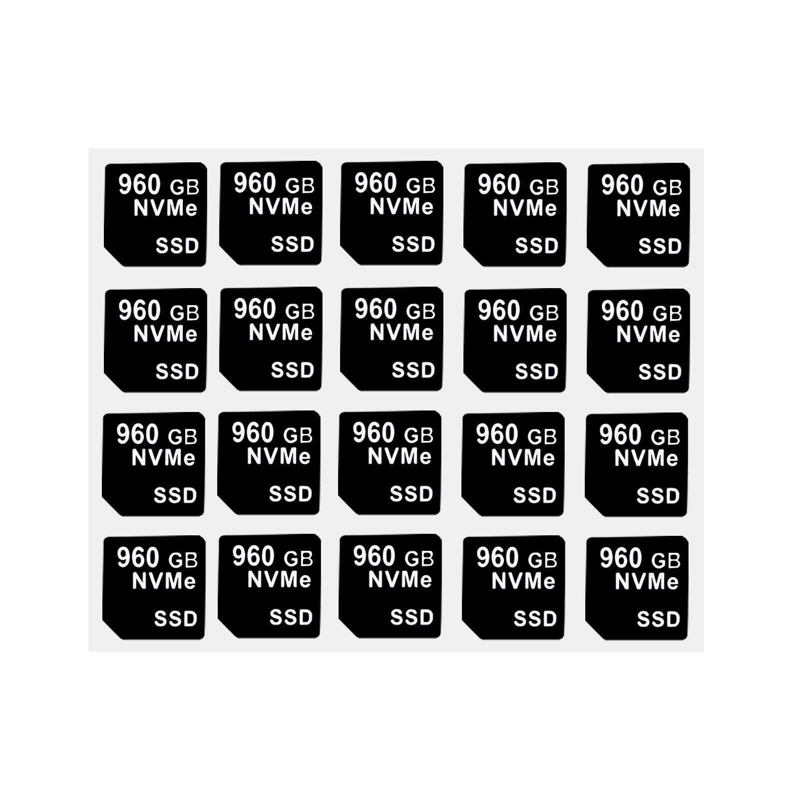 20PCS Capacity Sticker Label for Hard Drive Tray Caddy DXD9H 0DXD9H X7K8W 0X7K8W, Compatible with Dell PowerEdge 16th-14th Gen r740 r640 r440 r340 r750 r650 r550 r760 r660 r6625, 960GB, NVME, SSD