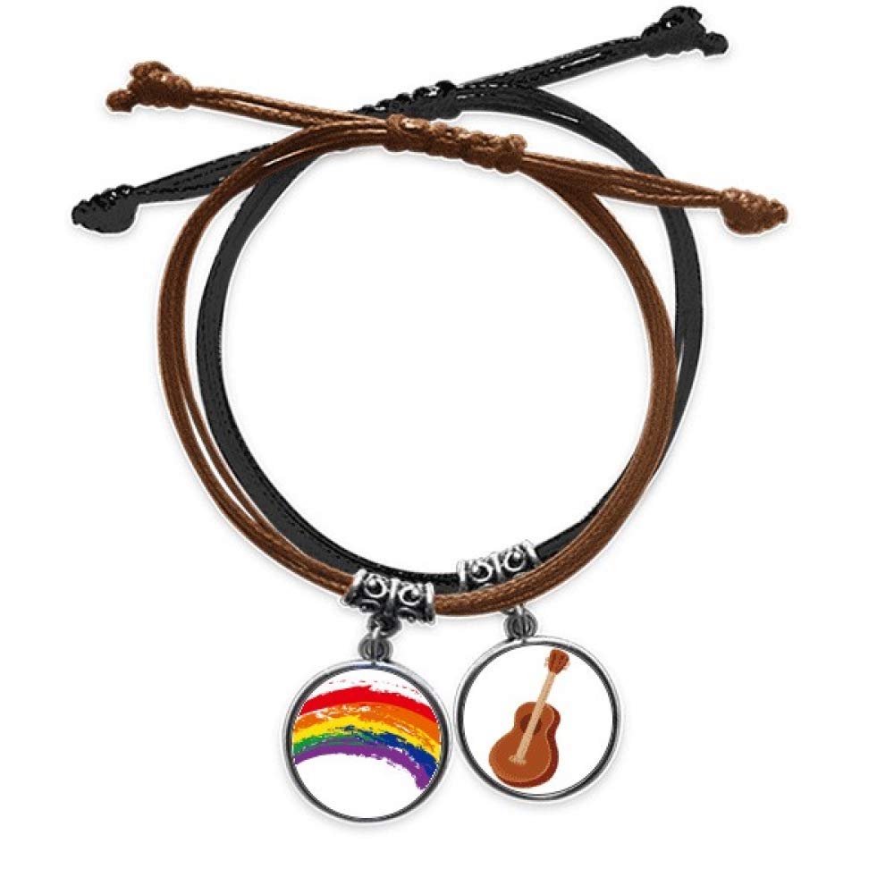 Pulsera lesbianas cuero que no aprieta ajustable arcoíris LGBT 3