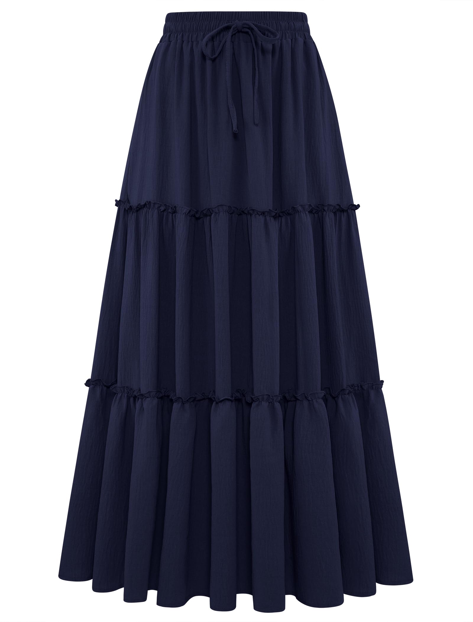 Arolina Women's Summer Maxi Skirt Trendy High Waist Pleated Ruffle Long Skirts Flowy Beach Boho Skirt Dress with Pockets