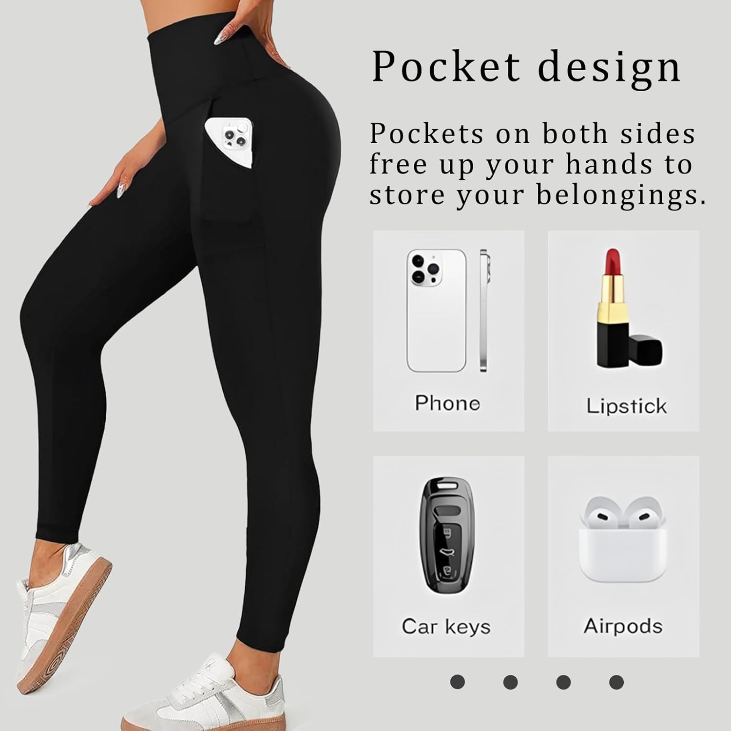 Dimore Leggings for Women with Pockets,Womens Workout Leggings High Waisted Yoga Pants for Tummy Control Gym - Image 3
